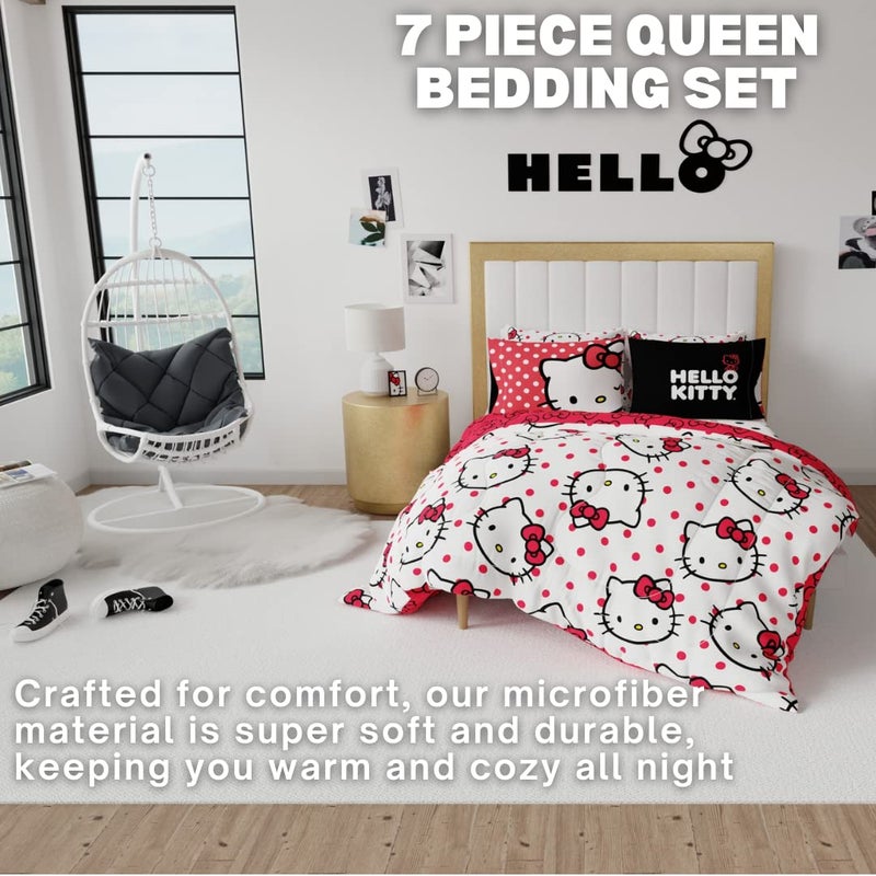 Franco Hello Kitty Polka Dot Bedding 7 Piece Super Soft Comforter and Sheet Set with Sham, Queen, (Official Licensed Product) by Franco Collectibles - Image 2