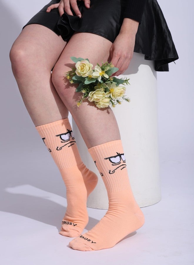 TENDSY Funky Cartoon Crew Socks for Men & Women - Colorful Unisex Designer Socks, Animated Funny Faces, Trendy Quirky Style, Soft Cotton, Cool Casual, Running, Gym, Athletic - Image 3