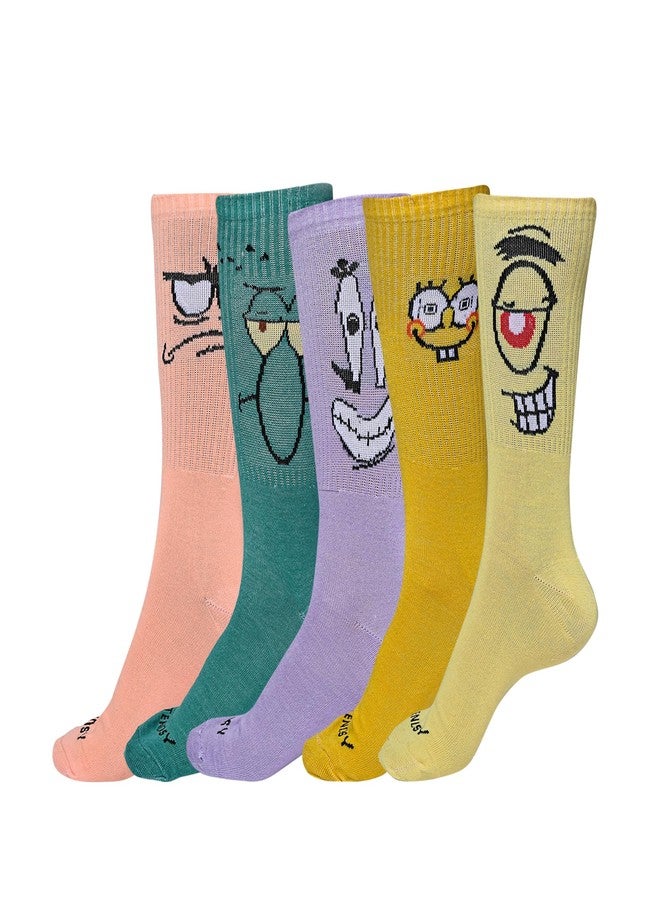 TENDSY Funky Cartoon Crew Socks for Men & Women - Colorful Unisex Designer Socks, Animated Funny Faces, Trendy Quirky Style, Soft Cotton, Cool Casual, Running, Gym, Athletic - Image 1