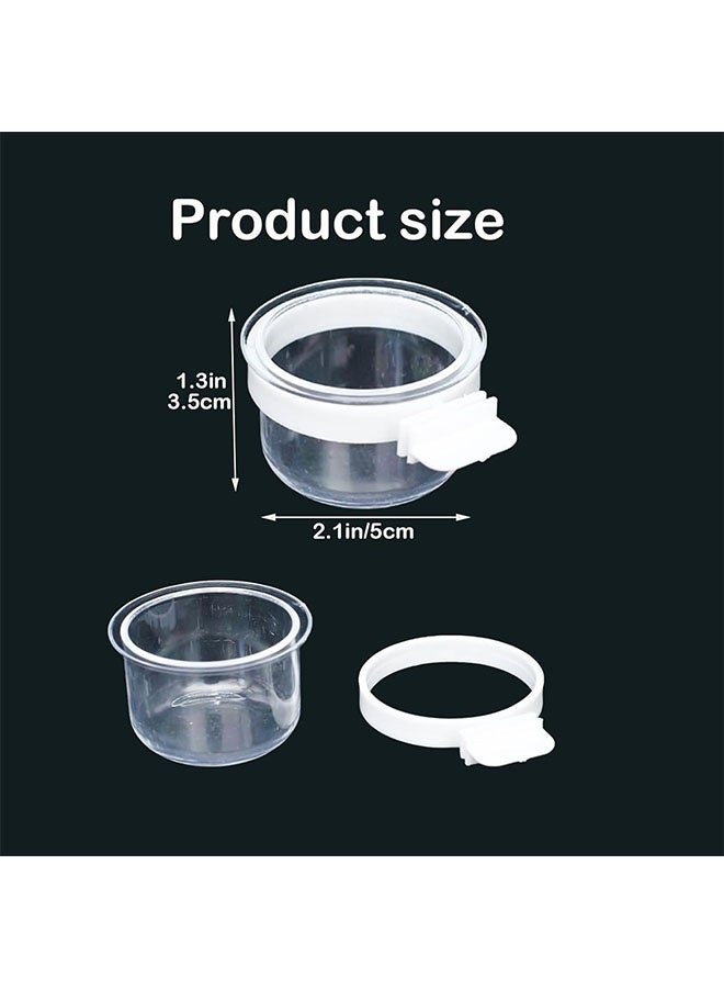 Realfrog 6 Pcs Small Bird Plastic Food Cup, Convenient Hanging Food Feeder Box, Parrot Feeders Water Cage Bowls, for Bird Parrot Cockatiel Small Animal, White  - Image 2