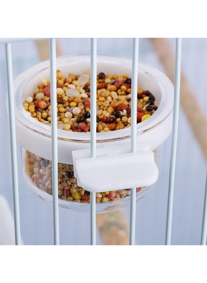 Realfrog 6 Pcs Small Bird Plastic Food Cup, Convenient Hanging Food Feeder Box, Parrot Feeders Water Cage Bowls, for Bird Parrot Cockatiel Small Animal, White  - Image 3