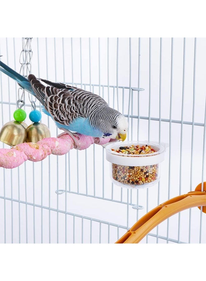 Realfrog 6 Pcs Small Bird Plastic Food Cup, Convenient Hanging Food Feeder Box, Parrot Feeders Water Cage Bowls, for Bird Parrot Cockatiel Small Animal, White  - Image 5