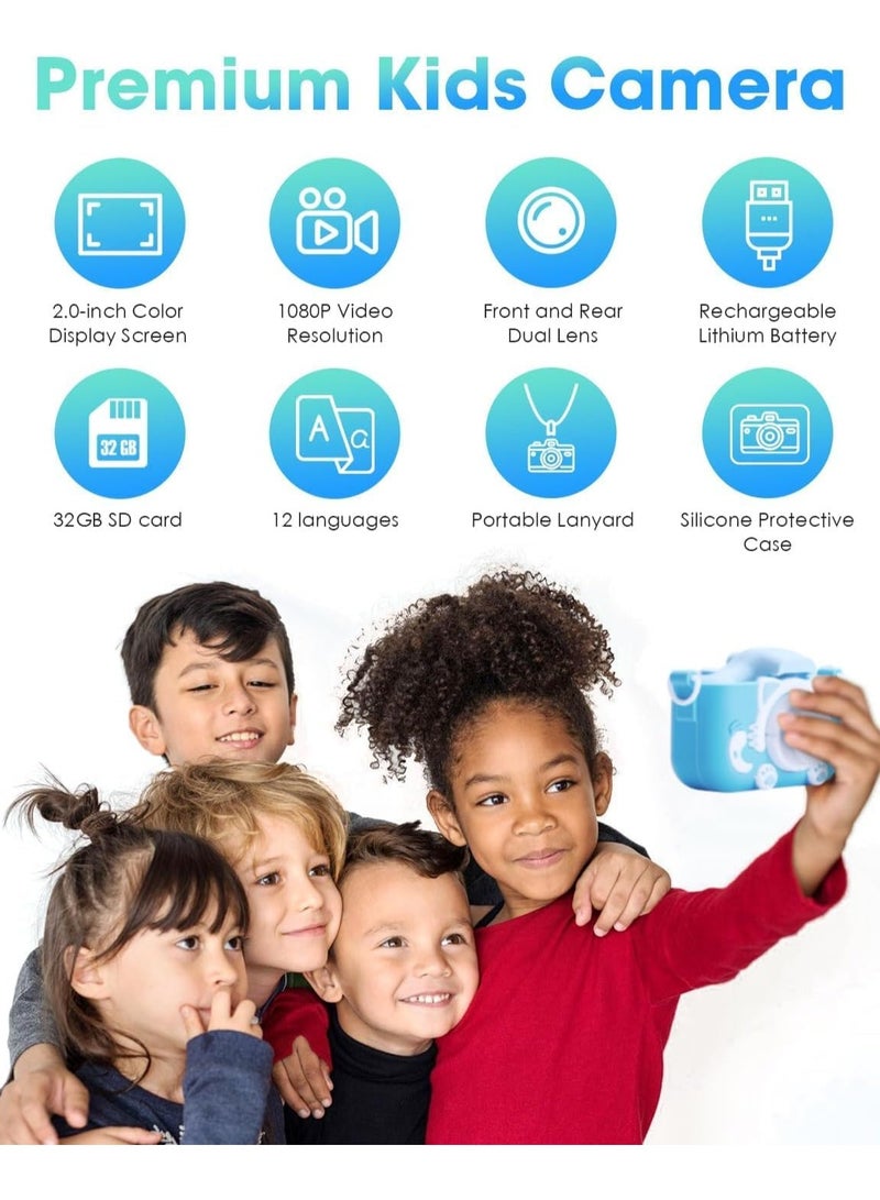 بيتشو ألعاب كاميرا للأطفال، كاميرا ممتعة للأطفال، شاشة 2.0 بوصة، كاميرا فيديو بدقة 20 ميجابكسل مع بطاقة ذاكرة 32 جيجابايت للأولاد والبنات من سن 6 سنوات فما فوق - Image 2