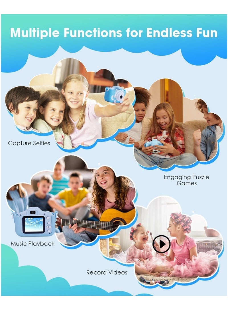 بيتشو ألعاب كاميرا للأطفال، كاميرا ممتعة للأطفال، شاشة 2.0 بوصة، كاميرا فيديو بدقة 20 ميجابكسل مع بطاقة ذاكرة 32 جيجابايت للأولاد والبنات من سن 6 سنوات فما فوق - Image 3