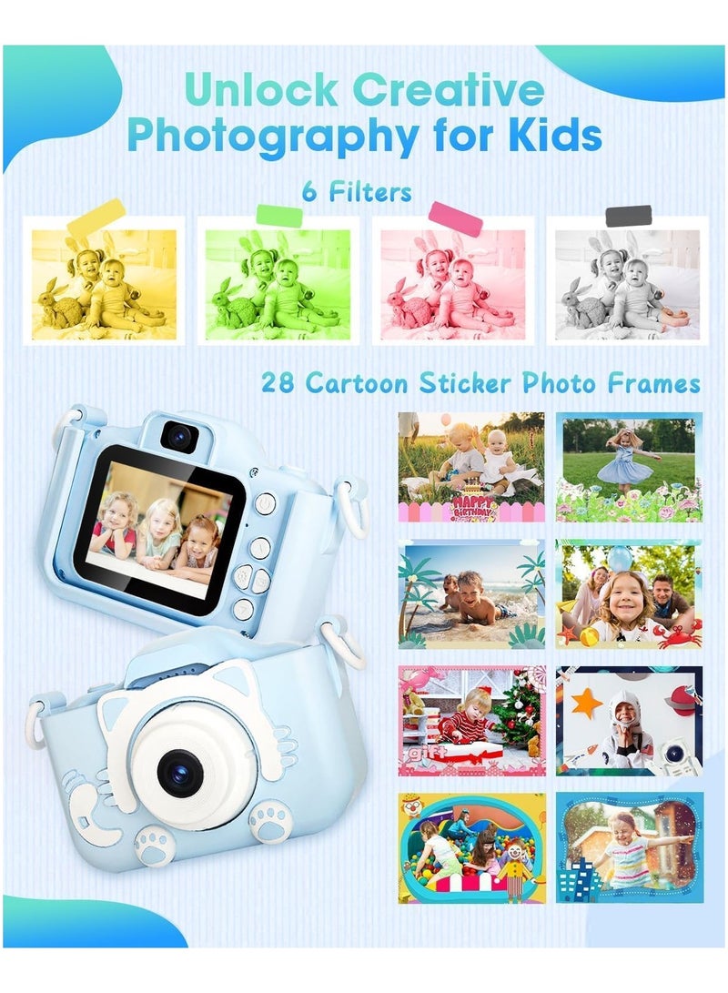 بيتشو ألعاب كاميرا للأطفال، كاميرا ممتعة للأطفال، شاشة 2.0 بوصة، كاميرا فيديو بدقة 20 ميجابكسل مع بطاقة ذاكرة 32 جيجابايت للأولاد والبنات من سن 6 سنوات فما فوق - Image 5