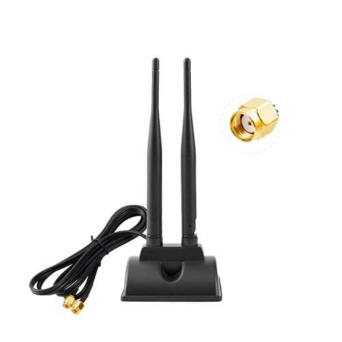 POBADY 2.4G /5G/ 5.8G Dual Frequency WiFi Antenna MIMO Omnidirectional Signal Booster Magnetic Base 6dBi RP-SMA Adapter 1.2M 3.9ft for PCIE Network WiFi Card Router External Antenna Wireless WLAN - Image 1