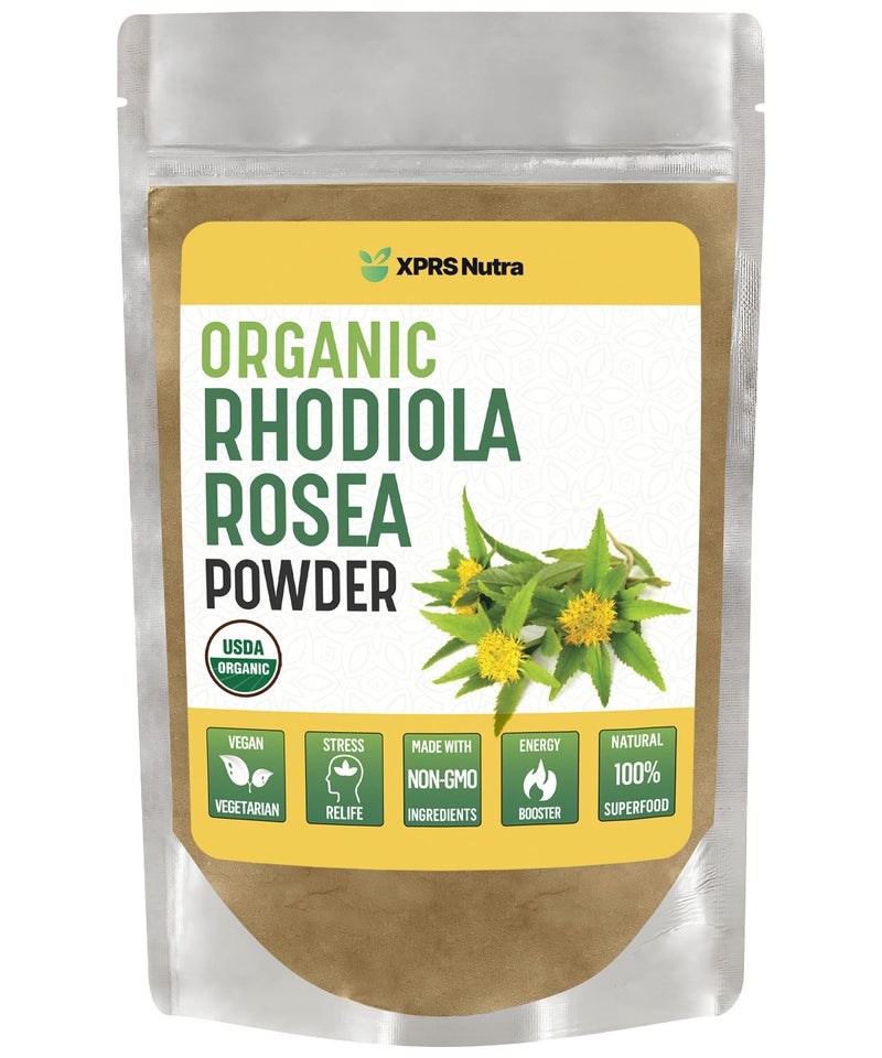 XPRS Nutra Organic Rhodiola Rosea Powder Premium USDA Organic Rhodiola Powder to Boost Cognition and Relaxation Vegan Friendly Energy Booster 4 oz