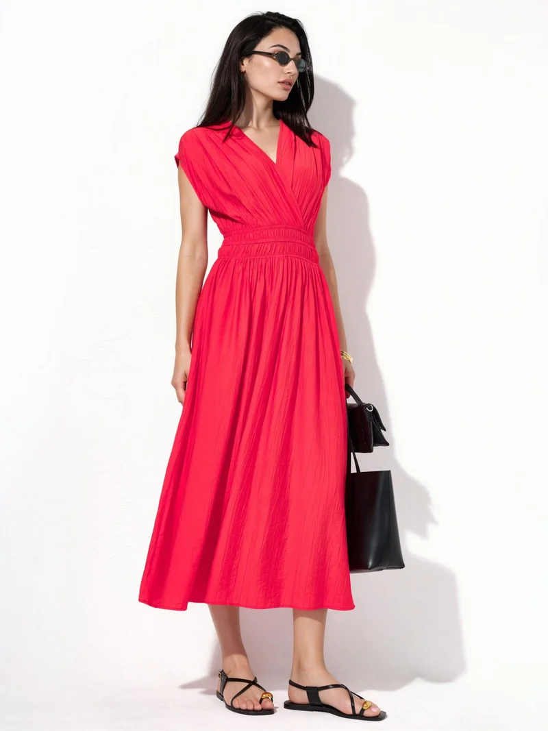 Busem BUSEM Textured V-Neck Midi Dress