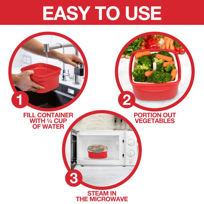 Good Cooking Microwave Cookware Steamer- 3 Piece Microwave Cooker w Food Container, Removable Strainer and Locking Steam Vent Lid- BPA Free, Fridge and Freezer Safe | 1.3 Liters, 6x6x4 Inches - Image 3