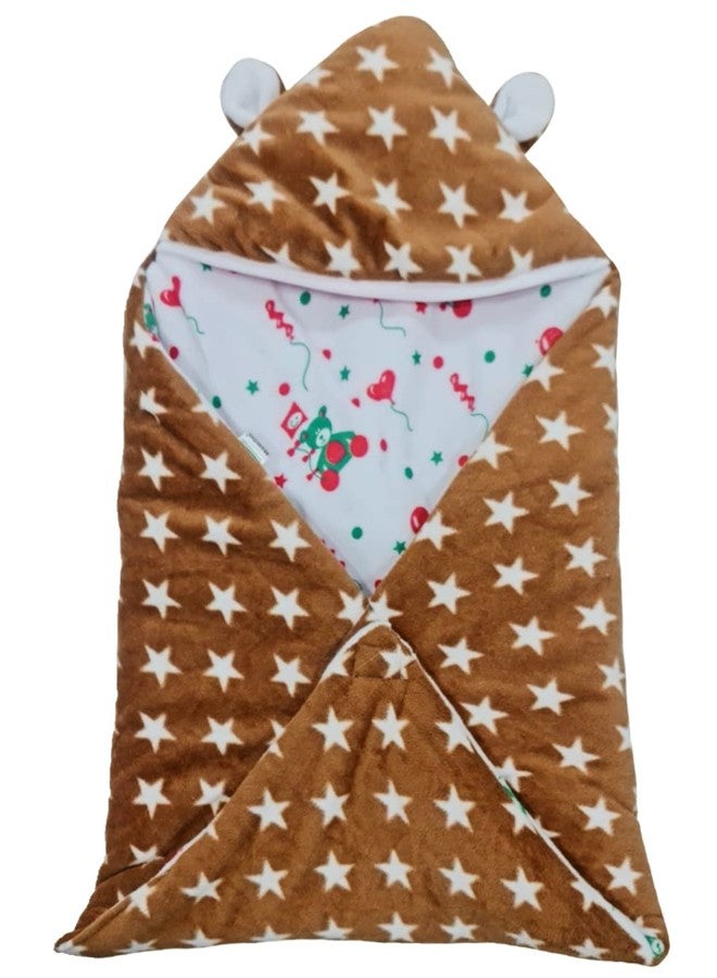 First Kick Baby Blankets New Born Pack of Hooded Star Wrapper Durable Cotton for Baby Boys and Baby Girls Stars Brown - Image 1