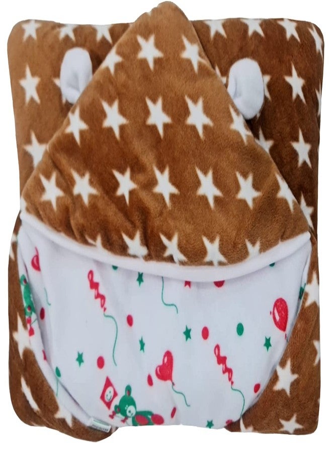 First Kick Baby Blankets New Born Pack of Hooded Star Wrapper Durable Cotton for Baby Boys and Baby Girls Stars Brown - Image 3