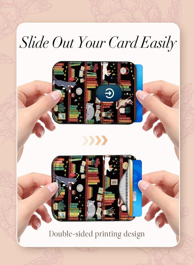 Shorogyt Phone Wallets Compatible with Magsafe Wallet Magnetic Card Holder - Cute Pattern for Women Teen Girls Ultra-Thin for iPhone 16/15/14/13/12 Series Slim for Apple Mag RFID Magnet, Book Cat, - Image 4