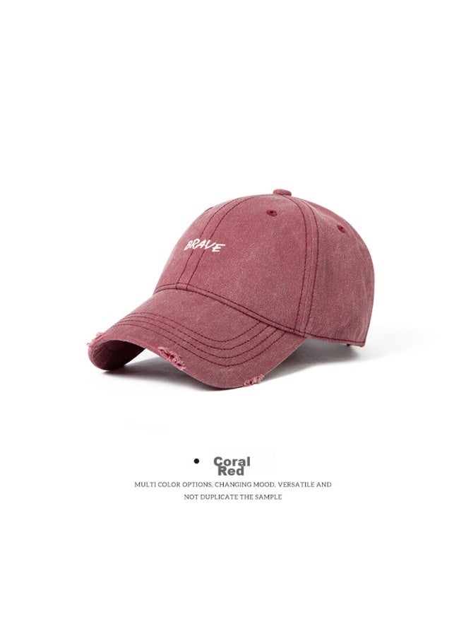 Fancet Baseball Cap For Women, Spring And Summer, Face-slimming, Washed, Distressed, Soft Top, Pure Cotton, Wide Brim, Deep Couple's Style, Visor Cap - Image 1