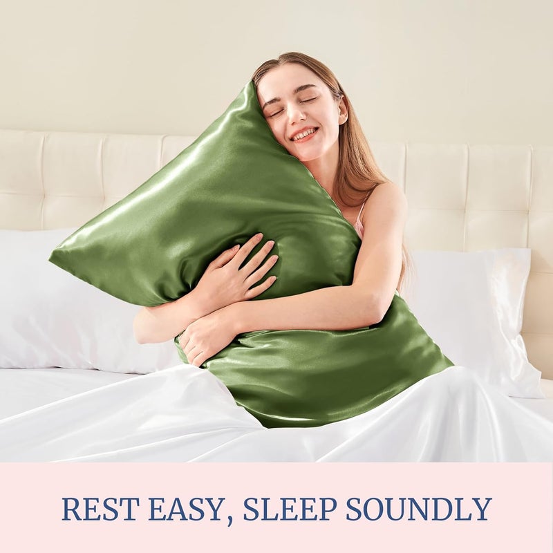 BEDELITE Satin Pillowcase for Hair and Skin, Super Soft and Cooling Similar to Silk Pillow Cases 2 Pack with Envelope Closure, Gift for Women Men(20"x26" Standard Size, Cedar Green) - Image 5
