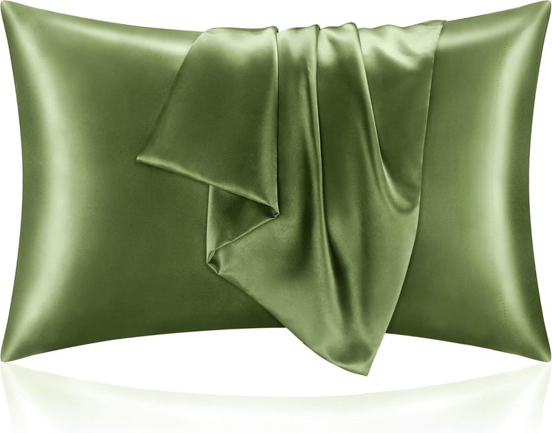 BEDELITE Satin Pillowcase for Hair and Skin, Super Soft and Cooling Similar to Silk Pillow Cases 2 Pack with Envelope Closure, Gift for Women Men(20"x26" Standard Size, Cedar Green) - Image 1