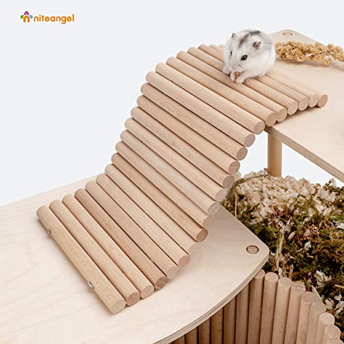 Niteangel Hamster Climbing Ladder Wooden Suspension Bridge for Guinea Pigs Rats Hedgehog Gerbils Mouse Sugar Glider and Other Small Animals (Small) - Image 2