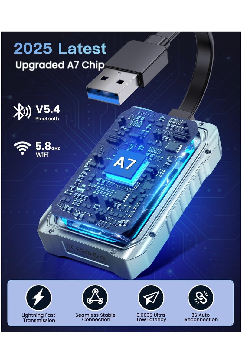Wireless Adapter,Smart CarPlay Adapter for iPhone, Fastest & Stablest 5G WiFi & 5.4 Bluetooth Apple CarPlay Dongle with RGB Light, Seamless Carplay Compatible with iPhone 8+, Cars from 2017 - Image 2