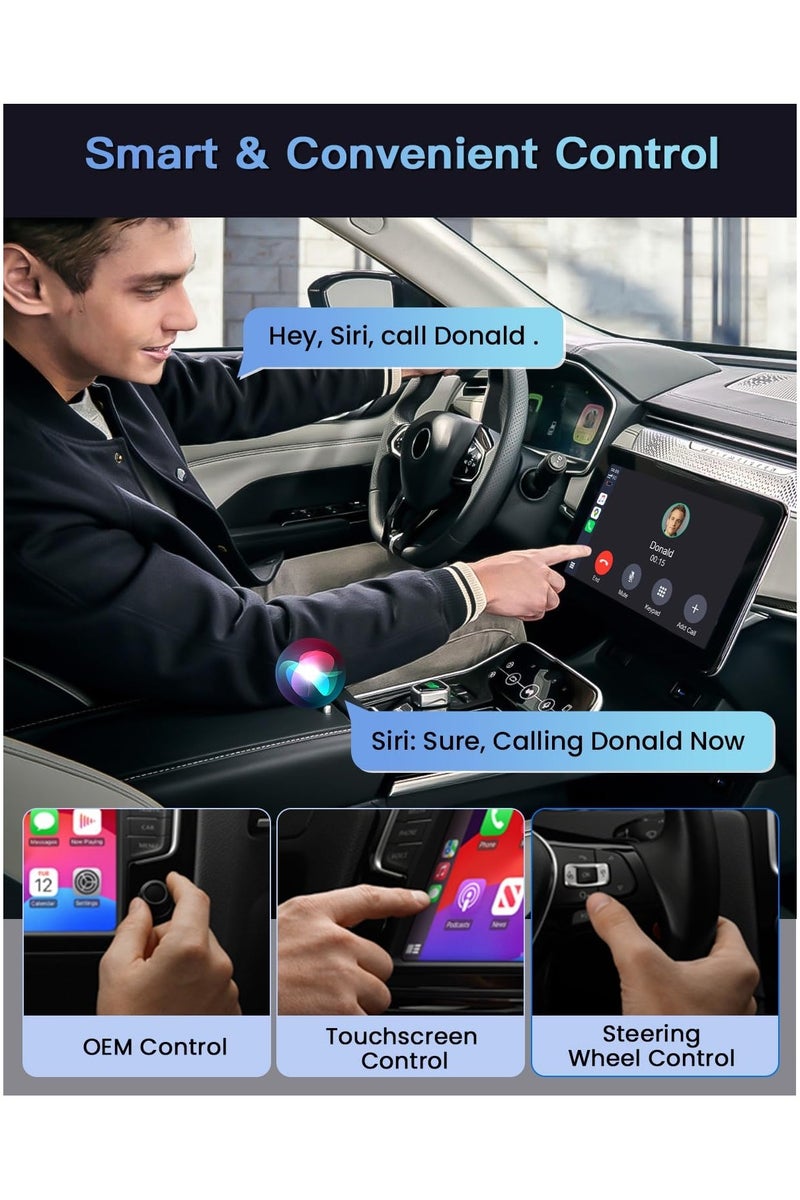 Wireless Adapter,Smart CarPlay Adapter for iPhone, Fastest & Stablest 5G WiFi & 5.4 Bluetooth Apple CarPlay Dongle with RGB Light, Seamless Carplay Compatible with iPhone 8+, Cars from 2017 - Image 4