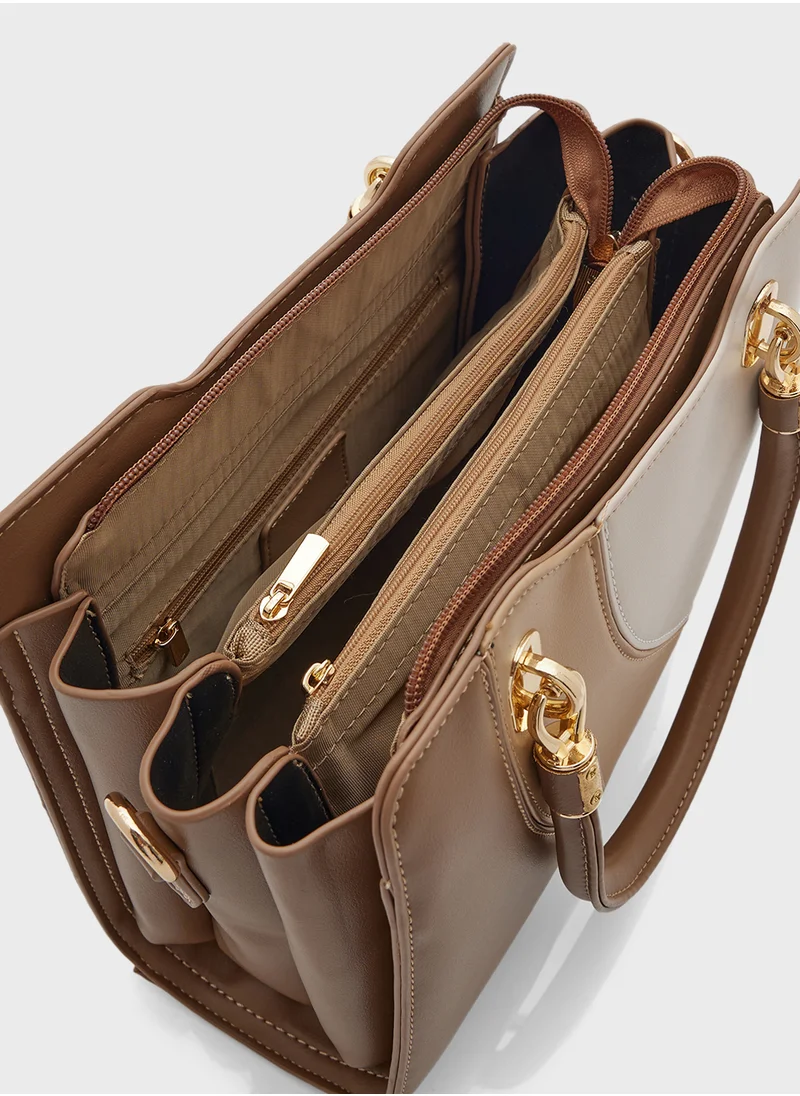 ايلا Color Block Satchel Bag With Long
