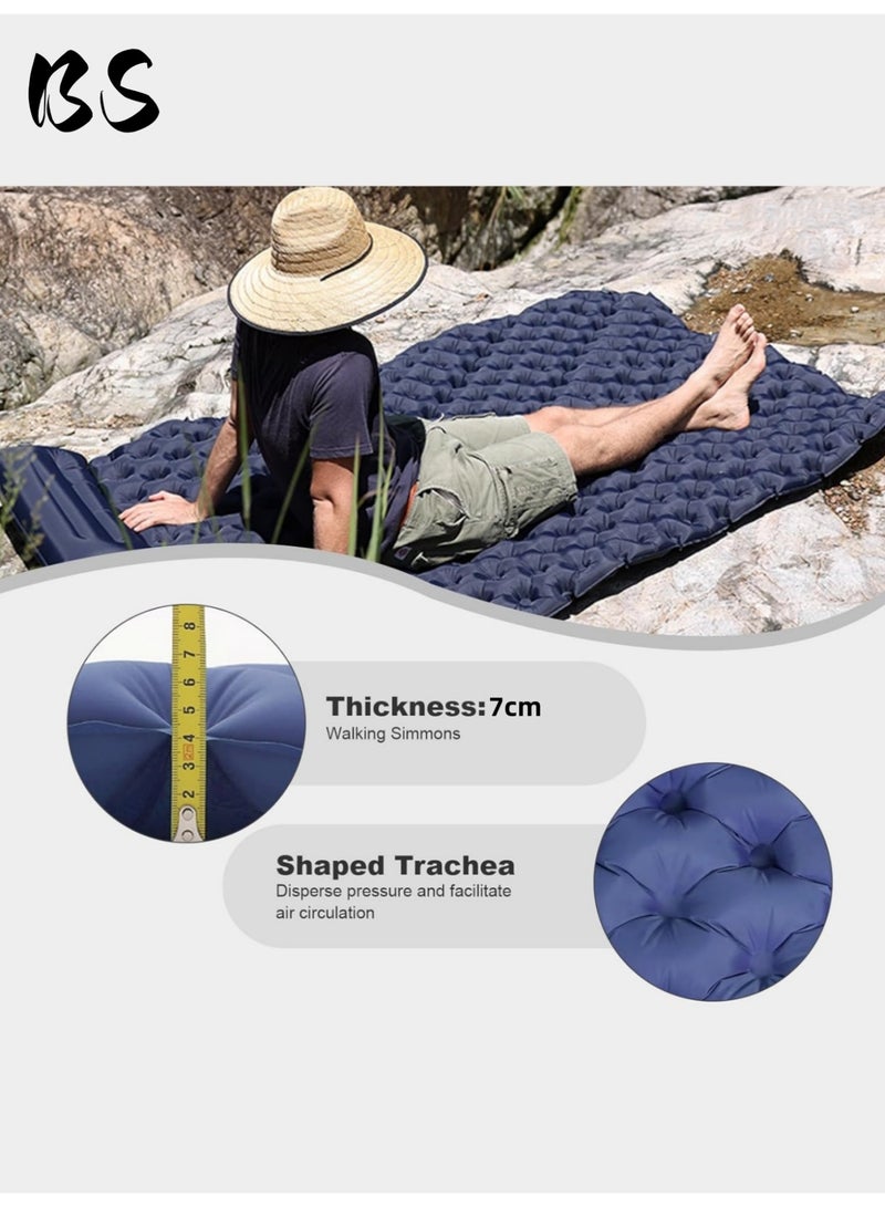 BS Double camping sleeping mat | Ultralight camping mat | With pillow | Built-in foot pump | Inflatable sleeping mat | Lightweight and portable | Suitable for camping | Backpacking | Hiking | Tent camping. - Image 5