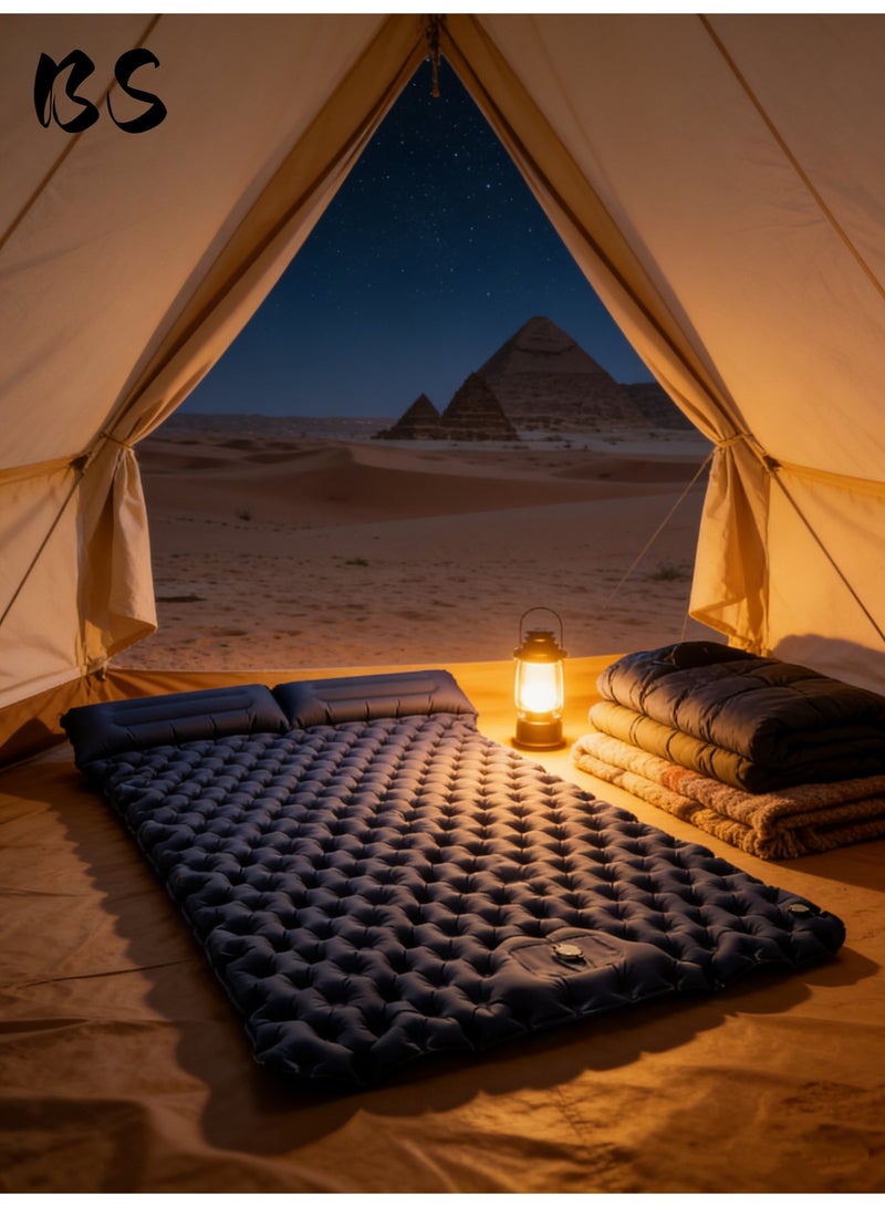 BS Refuge sleeping mat|Double camping sleeping mat | Ultralight camping mat | With pillow | Built-in foot pump | Inflatable sleeping mat |camping bed、camping mattress、camping mat、sleeping pad| Lightweight and portable | Suitable for camping | Backpacking | Hiking | Tent camping. - Image 2