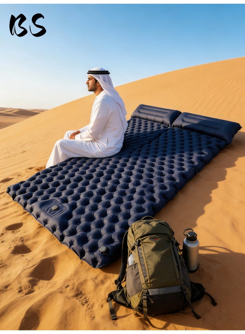 BS Refuge sleeping mat|Double camping sleeping mat | Ultralight camping mat | With pillow | Built-in foot pump | Inflatable sleeping mat |camping bed、camping mattress、camping mat、sleeping pad| Lightweight and portable | Suitable for camping | Backpacking | Hiking | Tent camping. - Image 3