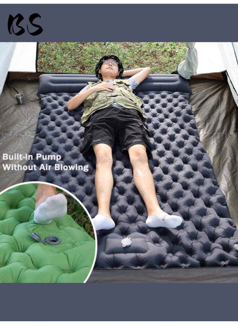 BS Refuge sleeping mat|Double camping sleeping mat | Ultralight camping mat | With pillow | Built-in foot pump | Inflatable sleeping mat |camping bed、camping mattress、camping mat、sleeping pad| Lightweight and portable | Suitable for camping | Backpacking | Hiking | Tent camping. - Image 4
