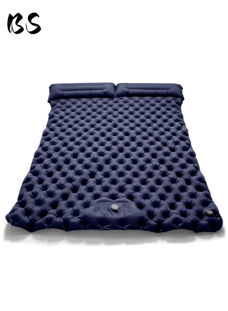 BS Double Camping Sleeping Mat, Ultralight – Inflatable with Built-In Foot Pump & Pillow - Image 1