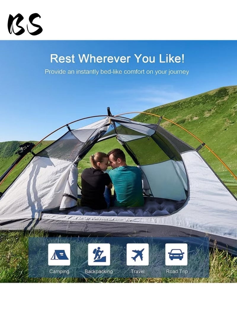 BS Double Camping Sleeping Mat, Ultralight – Inflatable with Built-In Foot Pump & Pillow - Image 4