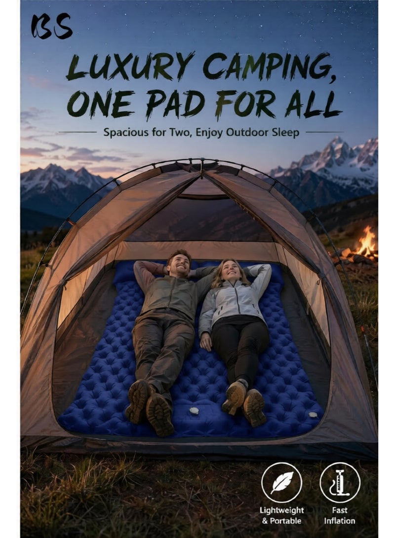 BS Double Camping Sleeping Mat, Ultralight – Inflatable with Built-In Foot Pump & Pillow - Image 5