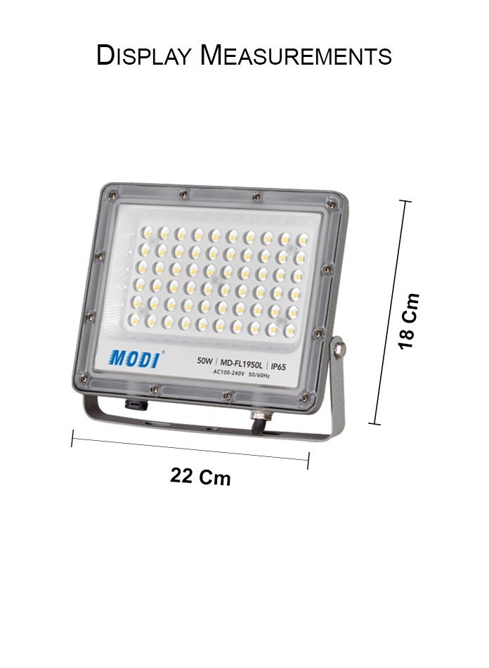 مودي كشاف LED خارجي بقوة ٥٠ إلى ٤٠٠ واط | إضاءة أمان مقاومة للماء IP65 | إضاءة بيضاء باردة ٦٥٠٠ كلفن | هيكل من الألومنيوم والكمبيوتر الشخصي | يُثبّت على الحائط للحدائق، والمرائب، والمستودعات، والساحات (٢٢ سم - ٦٠٠٠ لومن - ٥٠ واط) - Image 2