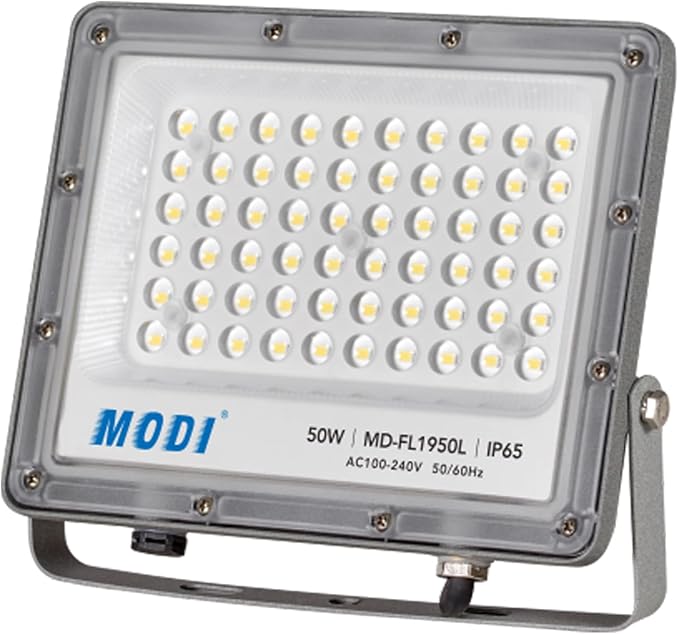 مودي كشاف LED بقدرة 50 واط، إضاءة خارجية SMD ساطعة 6000 لومن، مقاوم للماء IP65، حماية من زيادة الجهد 4KV، AC100-240V، هيكل ألمنيوم و PC للفلل والحدائق والساحات والمستودعات - Image 2