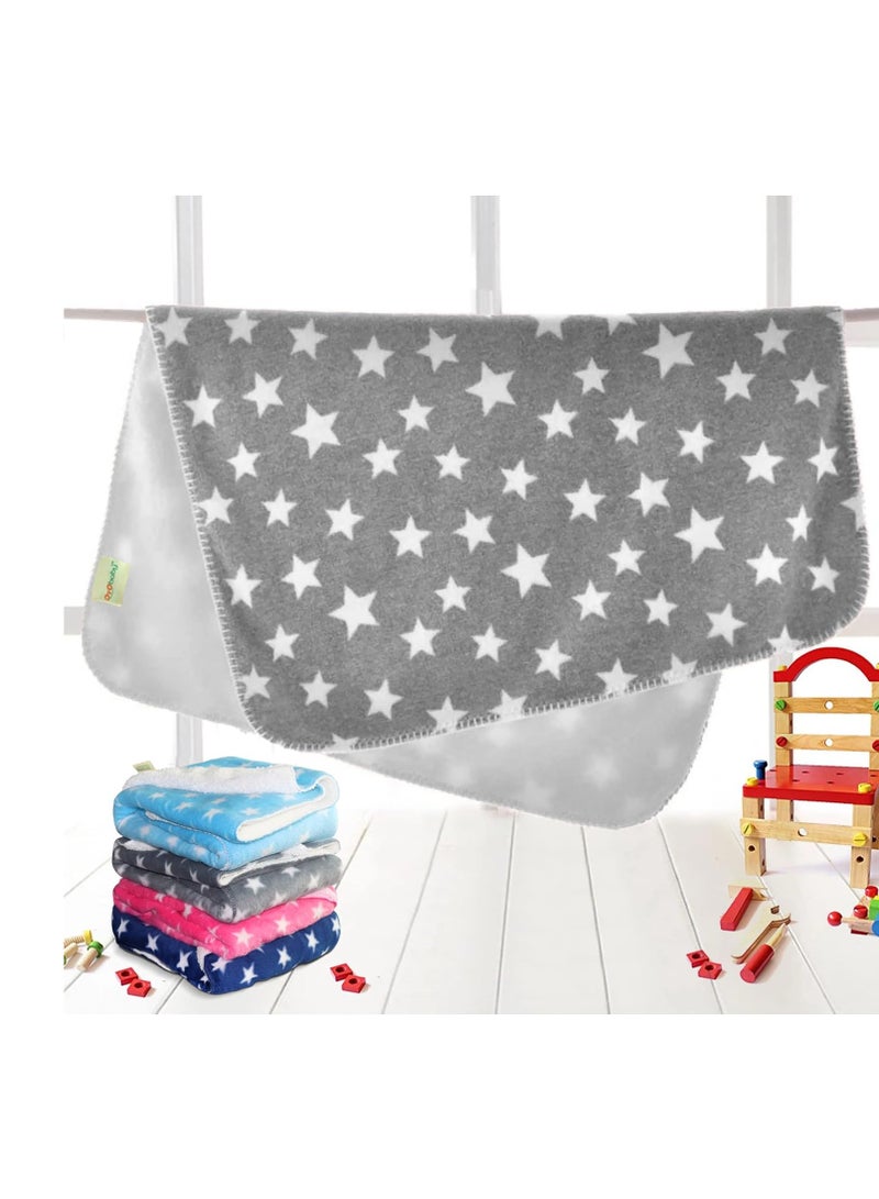 OYO BABY Baby Square Blankets Combo | for New Born Babies Baby Boys, Baby Girls, Babies for 0-6 Months, Fleece, Skin Friendly, 2 Blankets (Star Grey + Star Dark Blue) - Image 2