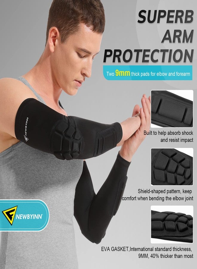 Newbyinn Padded Arm Sleeves 2 Pack, Elbow Forearm Crashproof Pads for Football Basketball Volleyball Soccer - Image 2