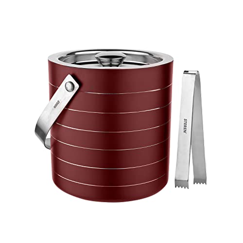STEREN IMPEX Steren | Stainless Steel Double Wall Ice Bucket with Tong - Cherry Ring Design, Small, 1L - Image 1