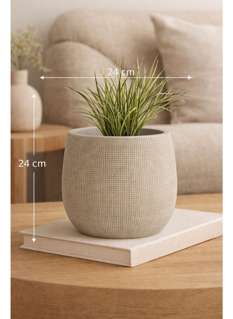 حوض زرع ديكوري بلون رملي محايد – تصميم عصري أنيق (24×24 سم) - Image 2