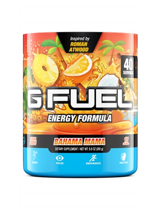 G Fuel مسحوق الطاقة من رومان أتوود، خالي من السكر، مكمل كافيين نقي للتركيز، قابل للخلط مع الماء، بنكهة البرتقال، جوز الهند والأناناس، أحماض أمينية للتركيز، مزيج من الفيتامينات + مضادات الأكسدة - 9.8 أونصة (40 حصة) - Image 1