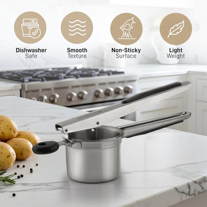 Bellemain 15oz Large Potato Ricer for Mashed Potatoes, Stainless Steel Mashed Potato Masher & Squeezer, Easy-To-Clean Professional-Grade Hand Vegetable Ricer, Kitchen Tool, Food Press & Food Mill - Image 3