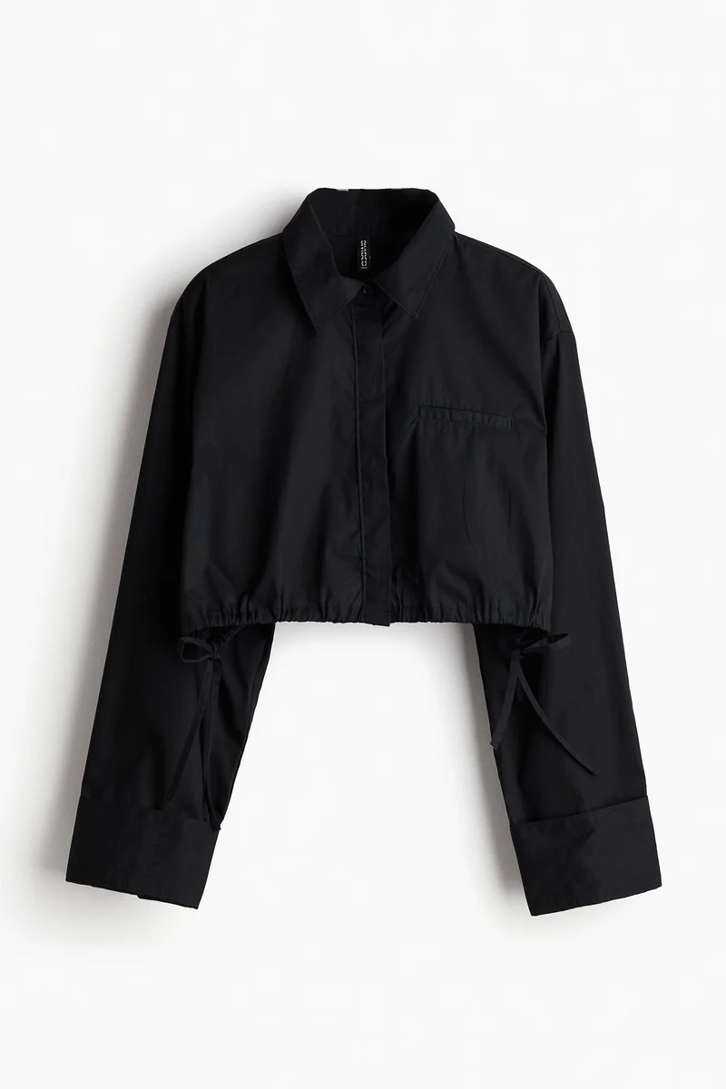 H&M Cropped drawstring-detail shirt