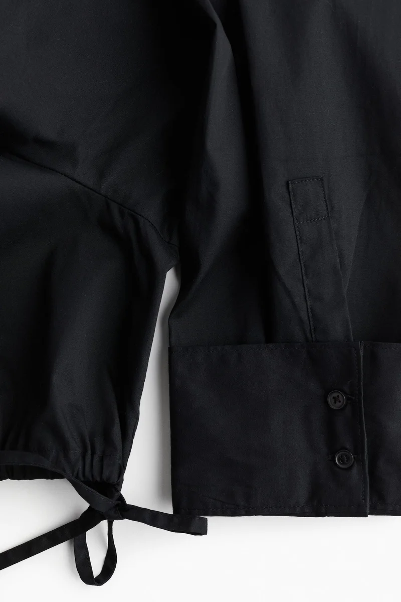 H&M Cropped drawstring-detail shirt