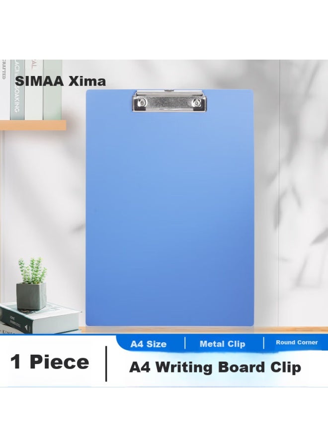 Simaa A4 Writing Clipboard, Office Supplies Writing Clipboard, Metal Strong Clip Plastic File Folder Clipboard, Menu Clip, Multifunctional Writing Pad, Vertical Blue - Image 1