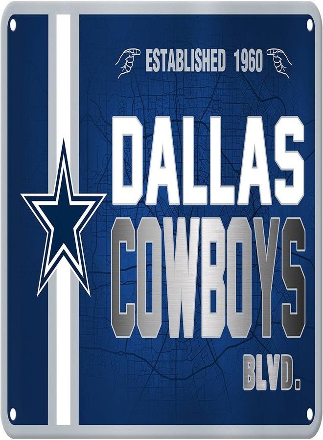 ZYJTEK Football Mancave Metal Street Sign, 8" x 12" Blue Design Wall Decor Sign Great for Man Cave, Bed Room, Office, Home - Image 1