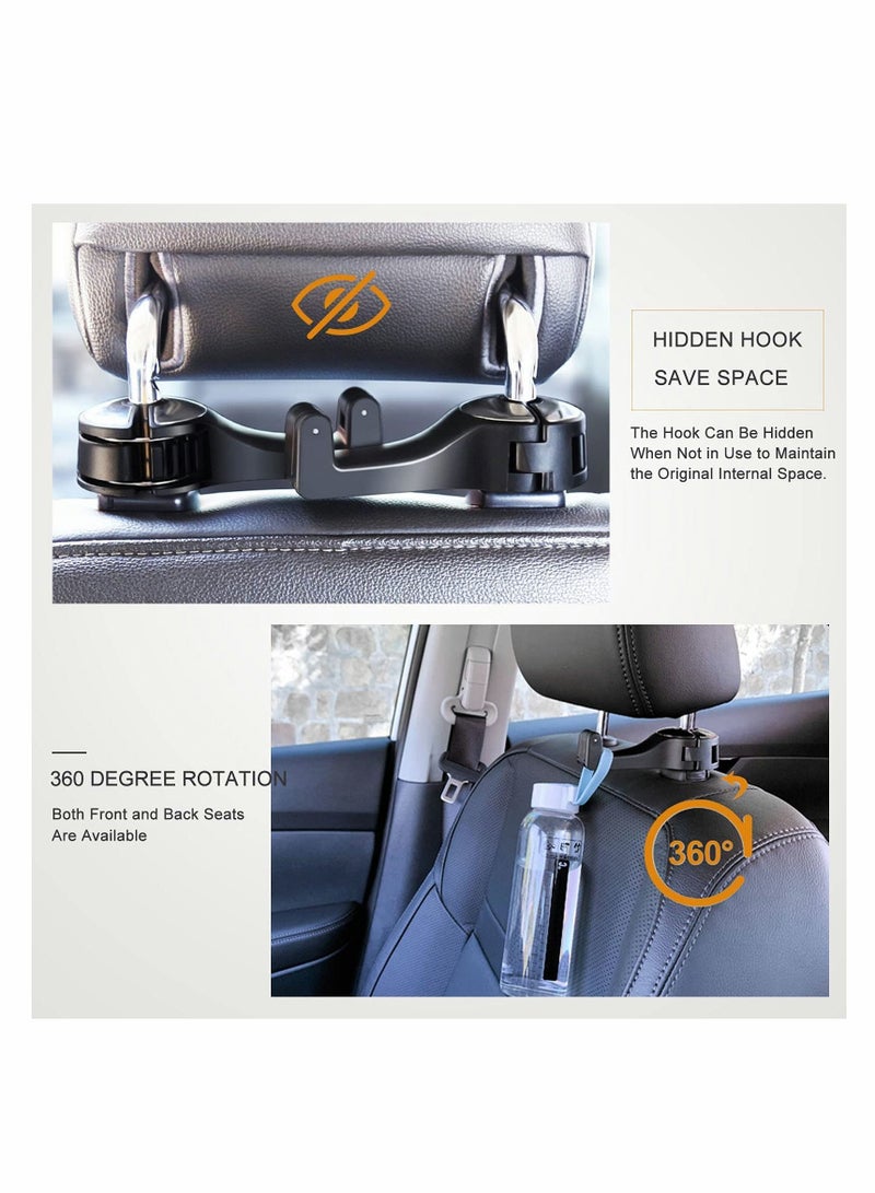 Car Hooks, Car Seat Hook for Purses and Bags with Phone Holder, Universal 360°Rotation Headrest Hooks Purse Holder for Car, Car Purse Hook Holder 2 Pack - Image 5