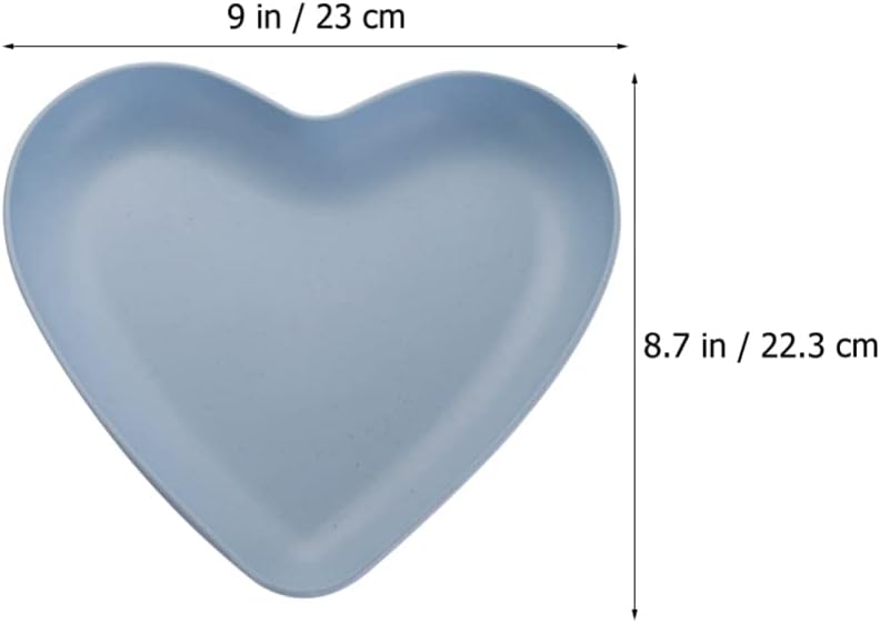 Hemoton 4 Pack Heart Shaped Dinner Plates Wheat Straw Unbreakable Plates for Snacks Salad Candy Appetizers and Steak  Ideal for Party Picnic Camping Bbq 846 X 787 X 118 Inches - Image 2