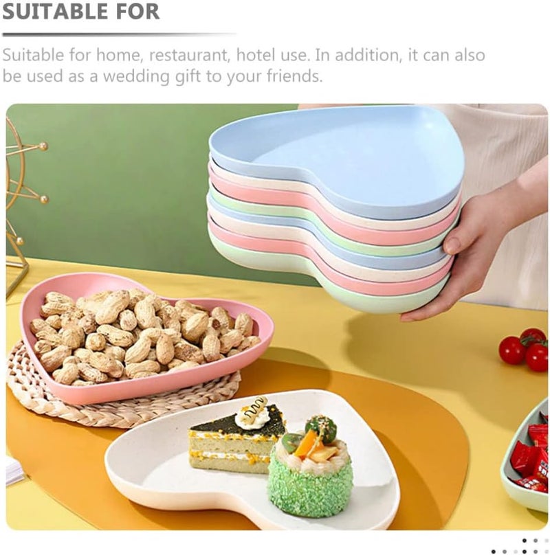 Hemoton 4 Pack Heart Shaped Dinner Plates Wheat Straw Unbreakable Plates for Snacks Salad Candy Appetizers and Steak  Ideal for Party Picnic Camping Bbq 846 X 787 X 118 Inches - Image 3
