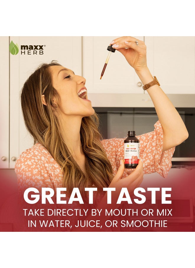 Maxx Herb Red Maca Root Extract - Max Strength Liquid Drops Absorb Better Than Powder or Capsules, for Stamina, Memory and Focus - Alcohol Free - 4 Bottles, 4 Oz Each (240 Servings)