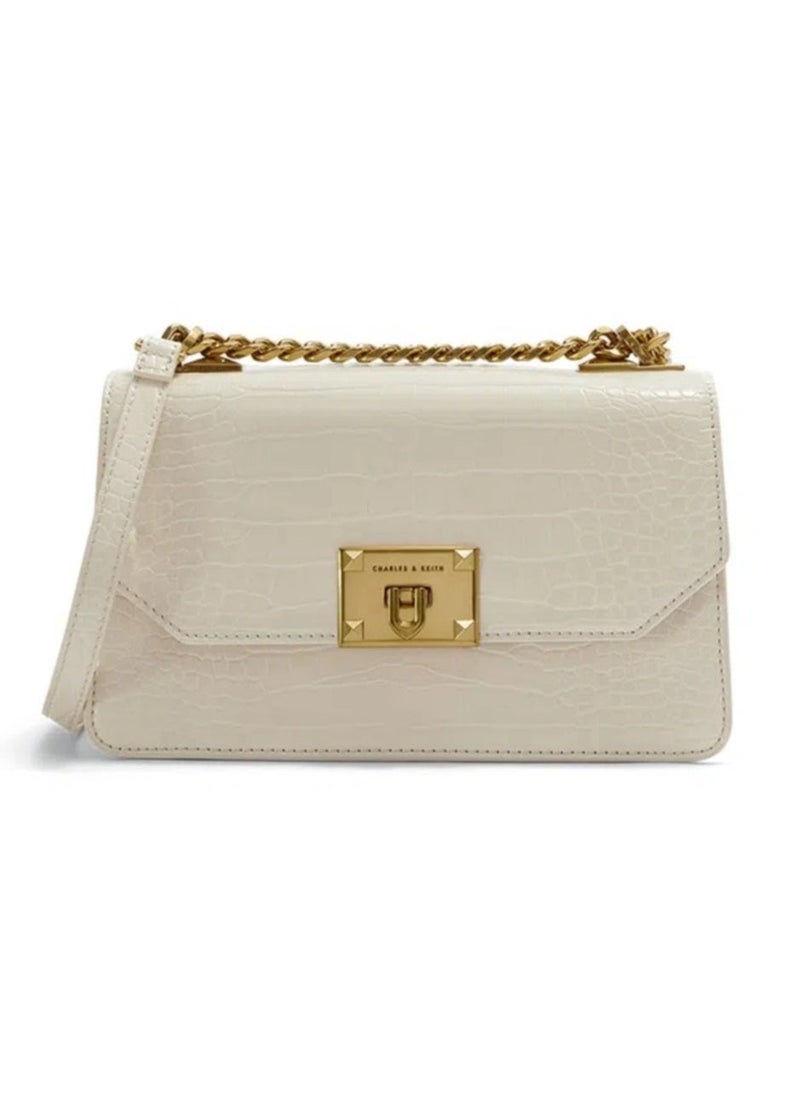 Charles & Keith Charles & Keith Flap Crocodile Print Tote Crossbody Shoulder Bag  - Image 1