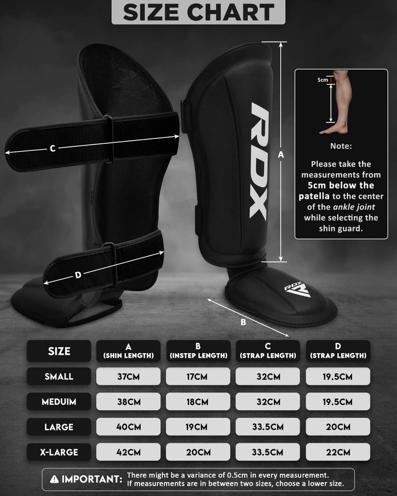 RDX Shin Guards Kickboxing Muay Thai, SATRA SMMAF Approved, Premium Maya Hide Leather, Leg Instep Protection Pads, MMA Martial Arts Kicking Sparring Training Gear, BJJ Karate Boxing Taekwondo, Black - Image 4