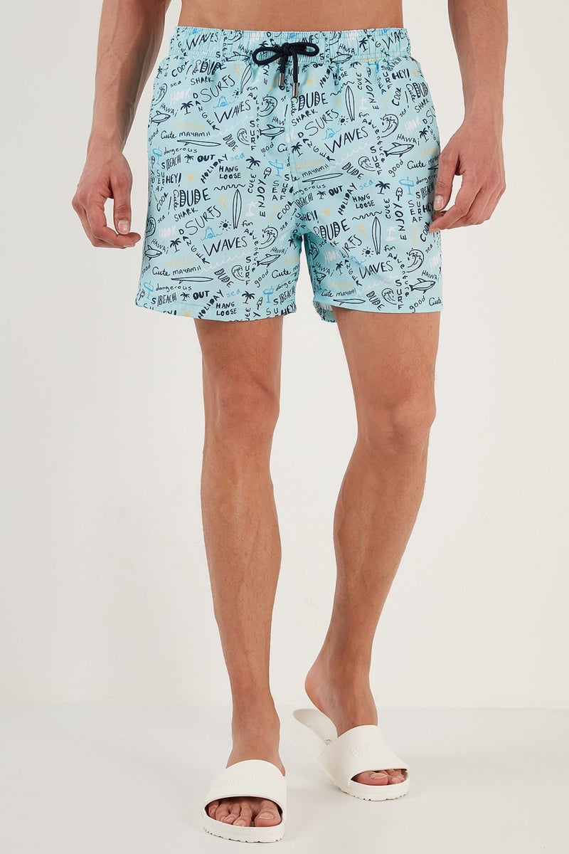 Buratti Text Printed Swim Shorts with Waistband Pocket Swimsuit Short Men's Swimsuit Short 380M411  - Image 4