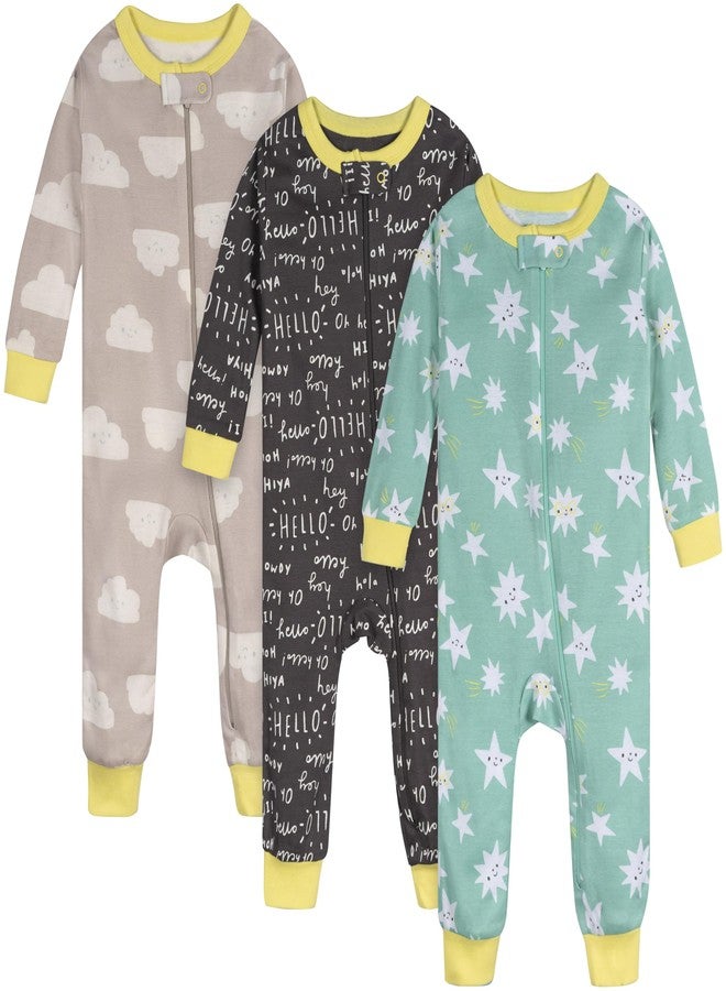 Onesies Brand Unisex Baby 3-Pack Snug Fit One-Piece Cotton Pajamas, Goodnight, 18 Months - Image 1